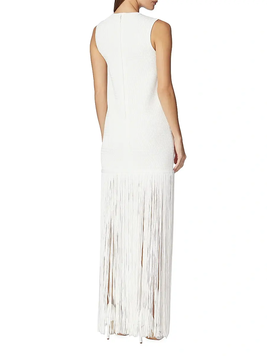 Hervé Léger Women's Ottoman-Knit Fringe Maxi Dress | Thumbnail 5 Hervé Léger Women's Ottoman-Knit Fringe Maxi Dress | Thumbnail 5