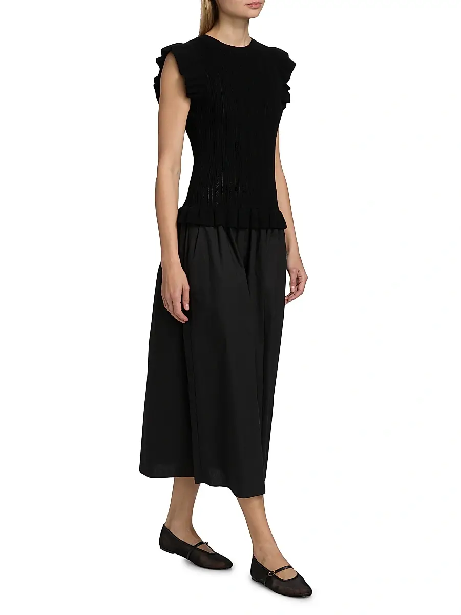 RAILS Women's Deirdre Ruffled Mixed-Media Midi-Dress | Thumbnail 2 RAILS Women's Deirdre Ruffled Mixed-Media Midi-Dress | Thumbnail 2