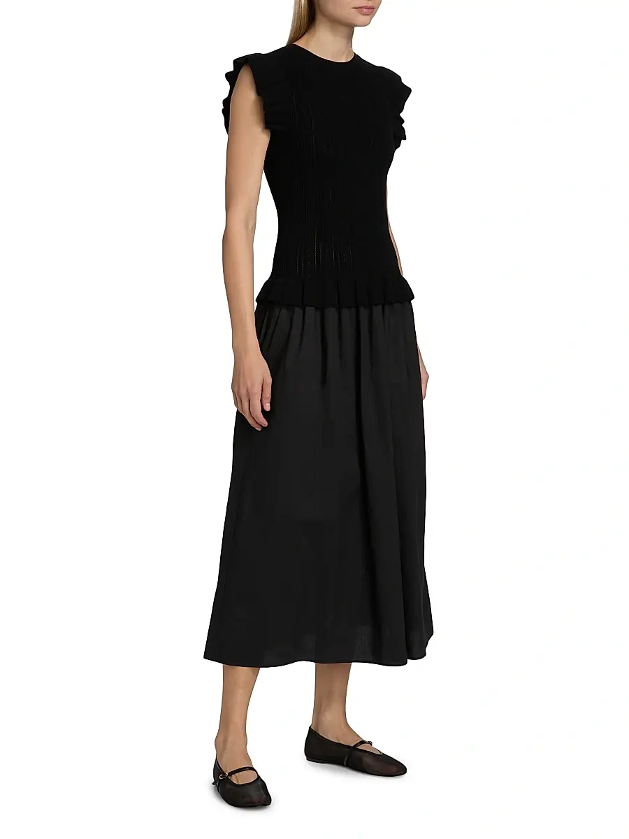 RAILS Women's Deirdre Ruffled Mixed-Media Midi-Dress | Thumbnail 4 RAILS Women's Deirdre Ruffled Mixed-Media Midi-Dress | Thumbnail 4