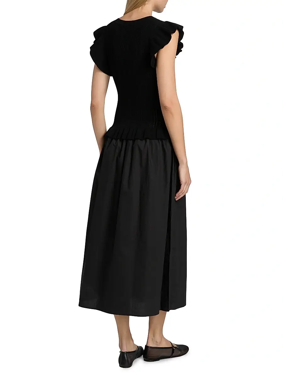 RAILS Women's Deirdre Ruffled Mixed-Media Midi-Dress | Thumbnail 5 RAILS Women's Deirdre Ruffled Mixed-Media Midi-Dress | Thumbnail 5
