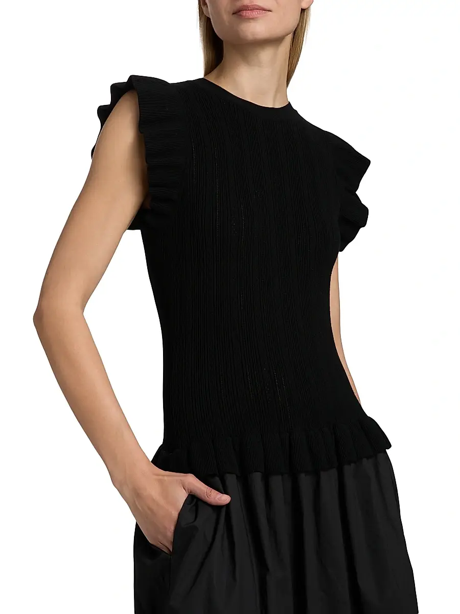 RAILS Women's Deirdre Ruffled Mixed-Media Midi-Dress | Thumbnail 6 RAILS Women's Deirdre Ruffled Mixed-Media Midi-Dress | Thumbnail 6