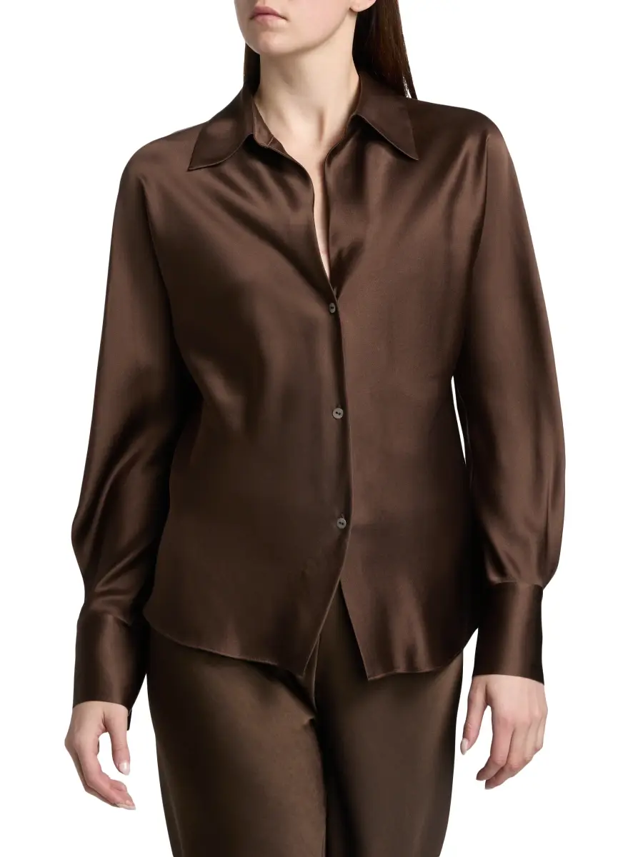 Vince Women's Silk Long-Sleeve Blouse | Thumbnail 3 Vince Women's Silk Long-Sleeve Blouse | Thumbnail 3