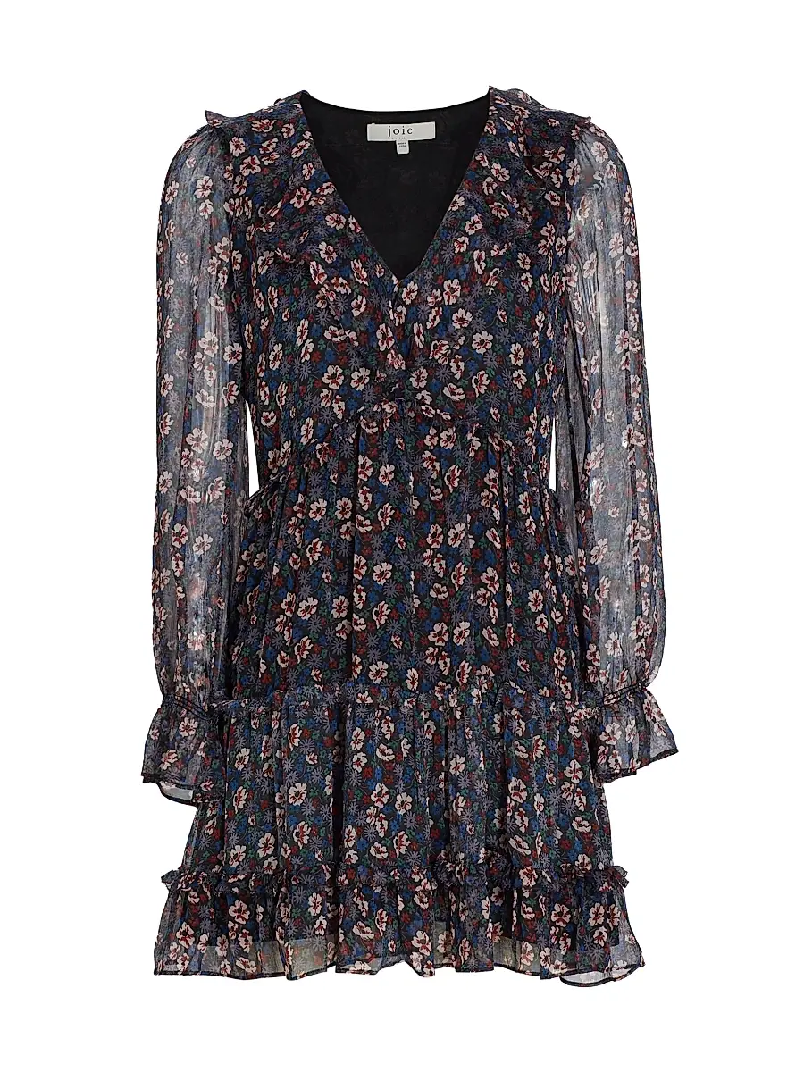 Joie Women's Adanson Silk Minidress - Caviar Multi | Image 1 Joie Women's Adanson Silk Minidress - Caviar Multi | Image 1