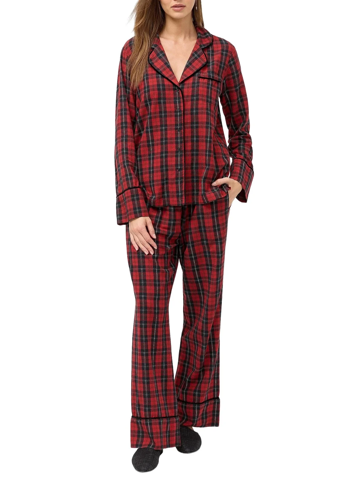 Johnny Was Women's Zariah Floral & Plaid Cotton-Bend Long Pajamas