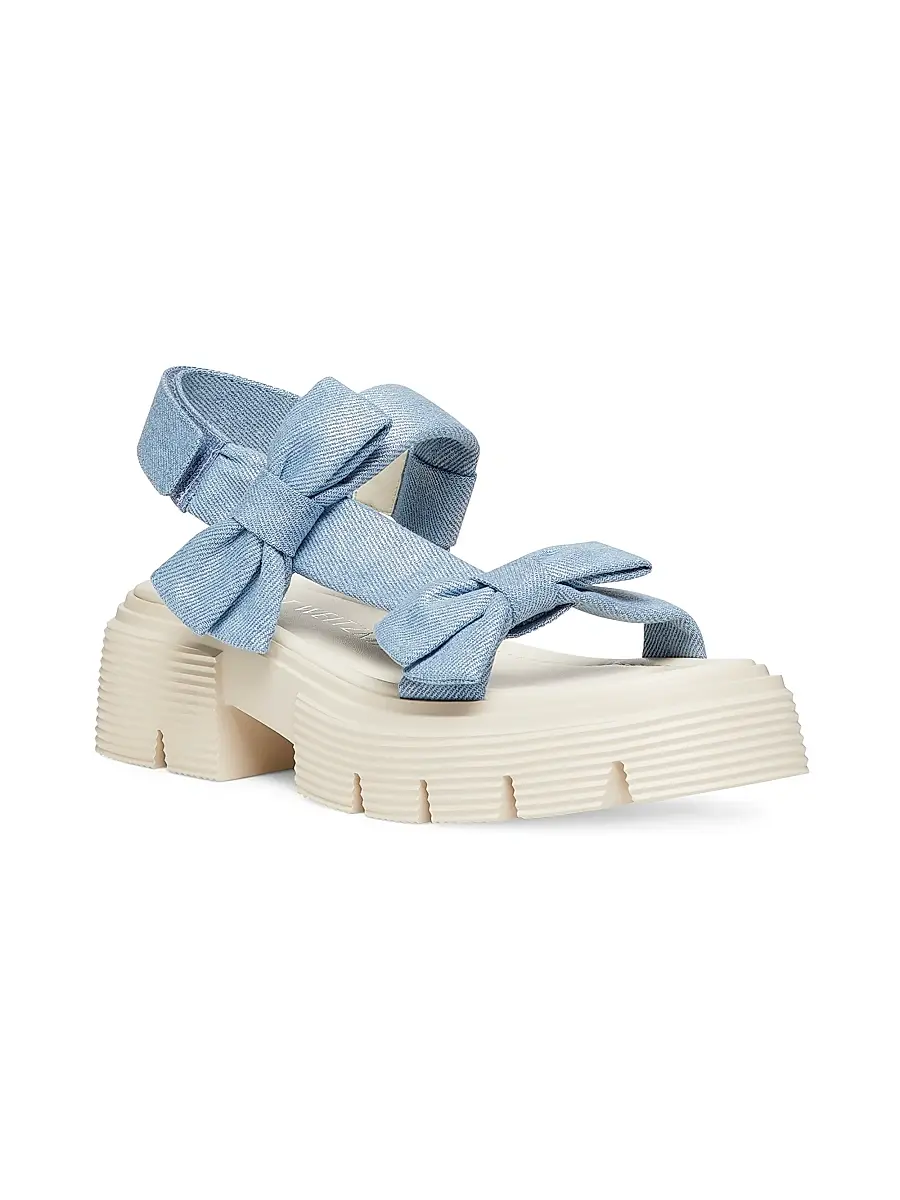 Stuart Weitzman Women's Nolita Metallic Denim Sandals | Thumbnail 2 Stuart Weitzman Women's Nolita Metallic Denim Sandals | Thumbnail 2