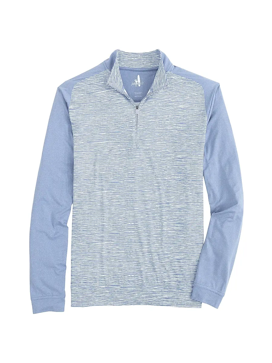 Johnnie O Men's Sasser Striped Half-Zip Sweatshirt - Noreaster | Image 1 Johnnie O Men's Sasser Striped Half-Zip Sweatshirt - Noreaster | Image 1