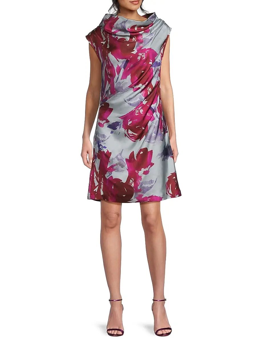Natori Women's Mira Asymmetric Funnel Neck Minidress | Thumbnail 2 Natori Women's Mira Asymmetric Funnel Neck Minidress | Thumbnail 2