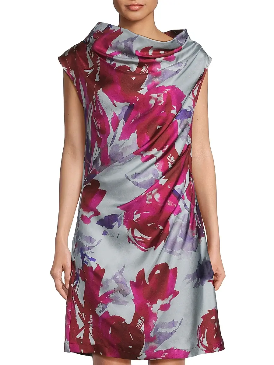 Natori Women's Mira Asymmetric Funnel Neck Minidress | Thumbnail 3 Natori Women's Mira Asymmetric Funnel Neck Minidress | Thumbnail 3