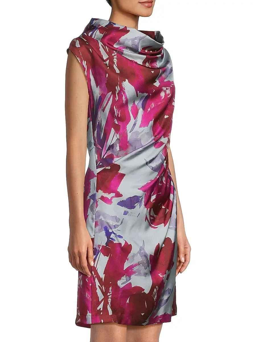 Natori Women's Mira Asymmetric Funnel Neck Minidress | Thumbnail 4 Natori Women's Mira Asymmetric Funnel Neck Minidress | Thumbnail 4