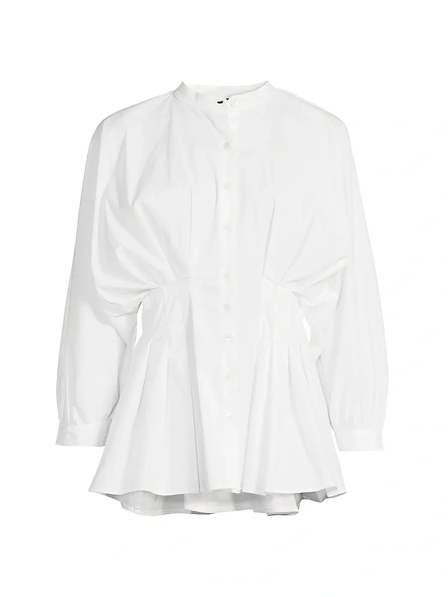 Natori Women's Pleated Cotton Poplin Shirt - White - Size 8 | Image 1 Natori Women's Pleated Cotton Poplin Shirt - White - Size 8 | Image 1