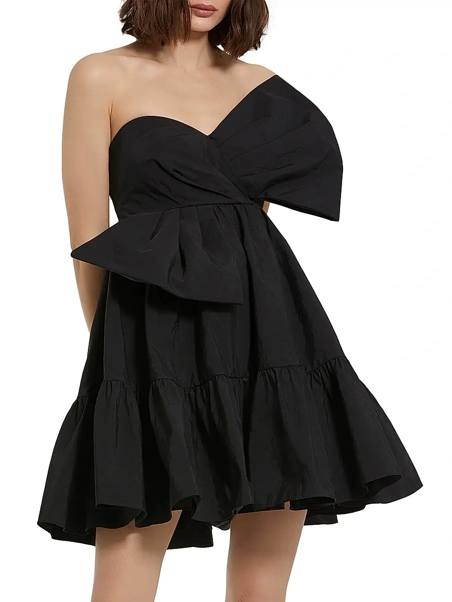 Mac Duggal Women's Faille Twist-Bow A-Line Minidress | Thumbnail 3