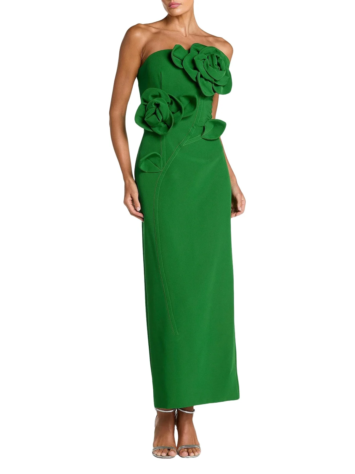 Mac Duggal Women's Petite 3D Rose-Appliquéd Crepe Strapless Gown | Thumbnail 1 Mac Duggal Women's Petite 3D Rose-Appliquéd Crepe Strapless Gown | Thumbnail 1
