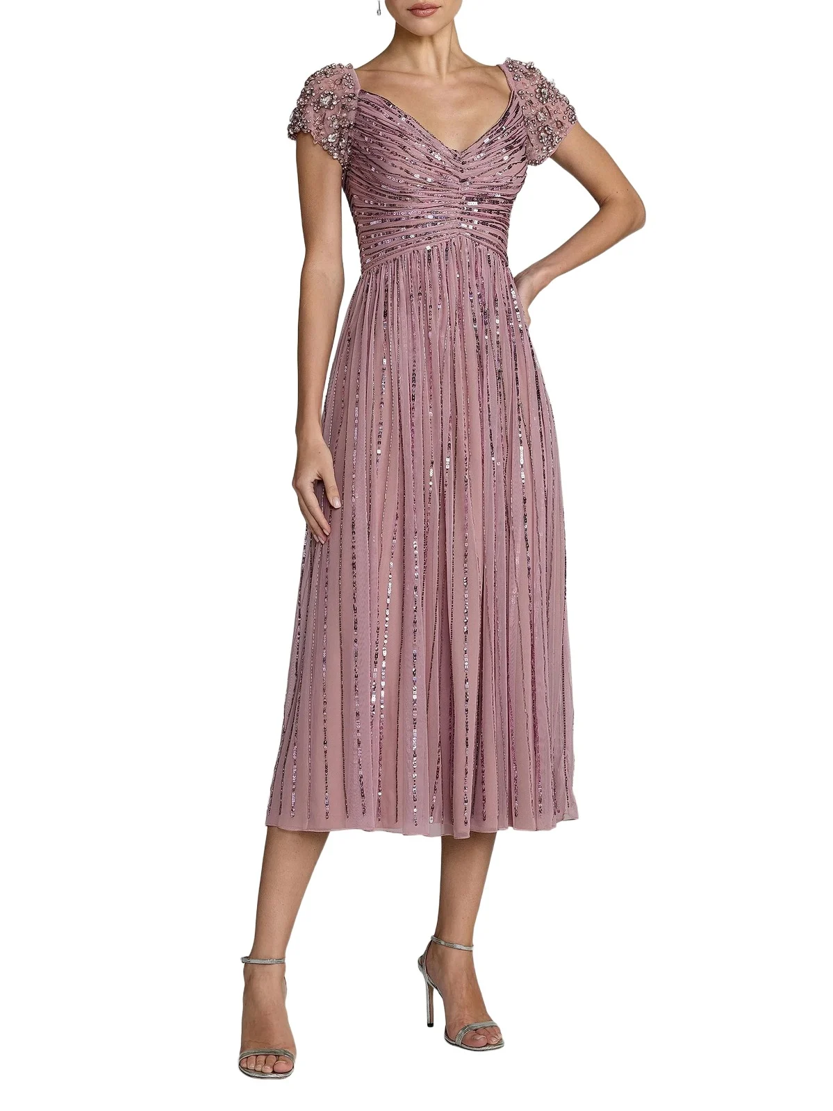Women's Beaded Sequin Mesh Midi-Dress Women's Beaded Sequin Mesh Midi-Dress