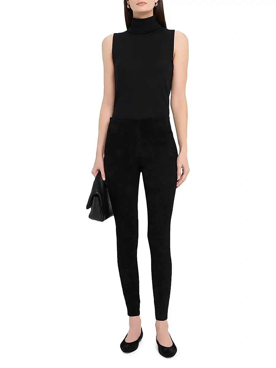 Alice + Olivia Women's Lennox Suede Mid-Rise Leggings | Thumbnail 2 Alice + Olivia Women's Lennox Suede Mid-Rise Leggings | Thumbnail 2