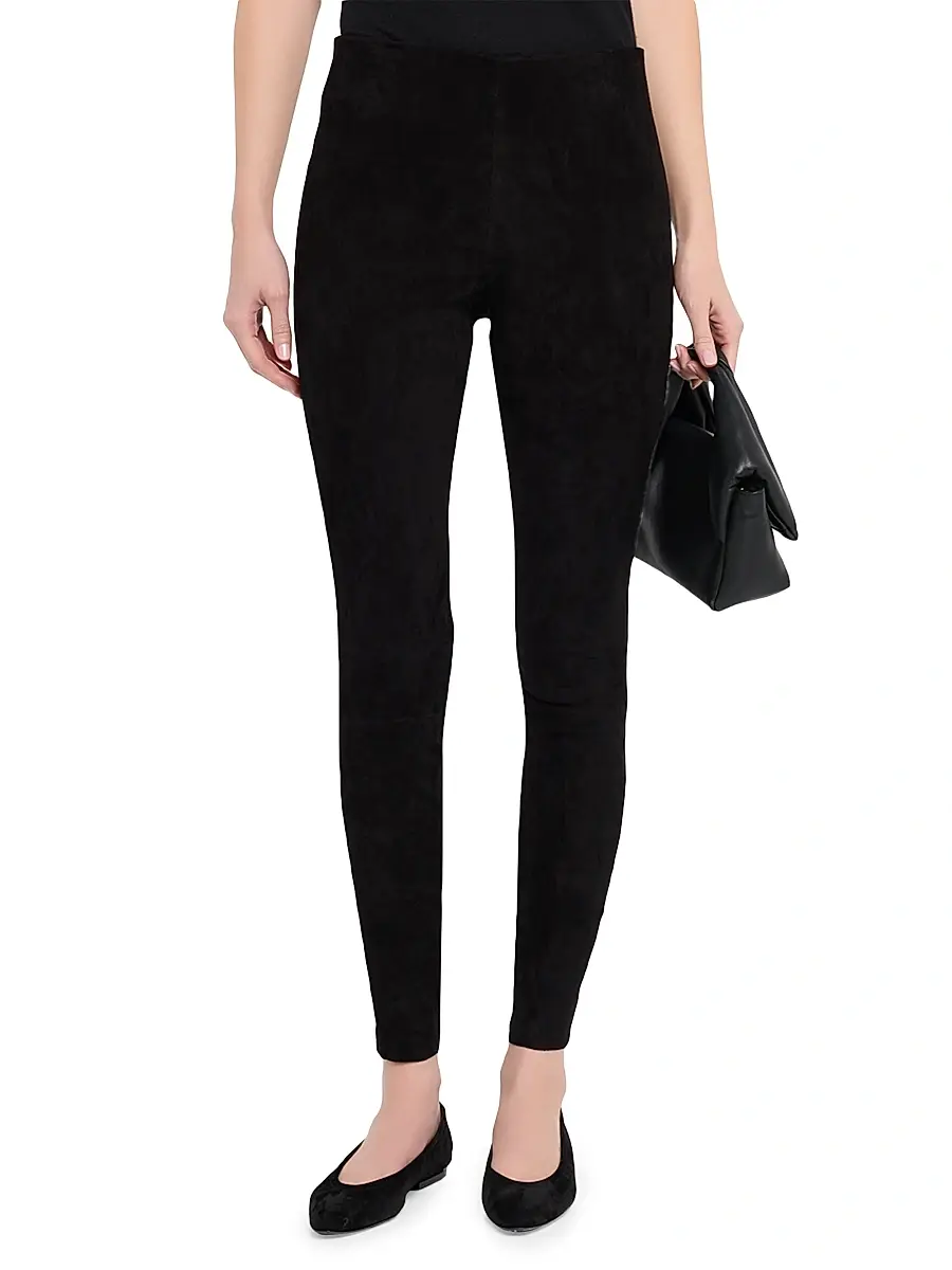 Alice + Olivia Women's Lennox Suede Mid-Rise Leggings | Thumbnail 3 Alice + Olivia Women's Lennox Suede Mid-Rise Leggings | Thumbnail 3