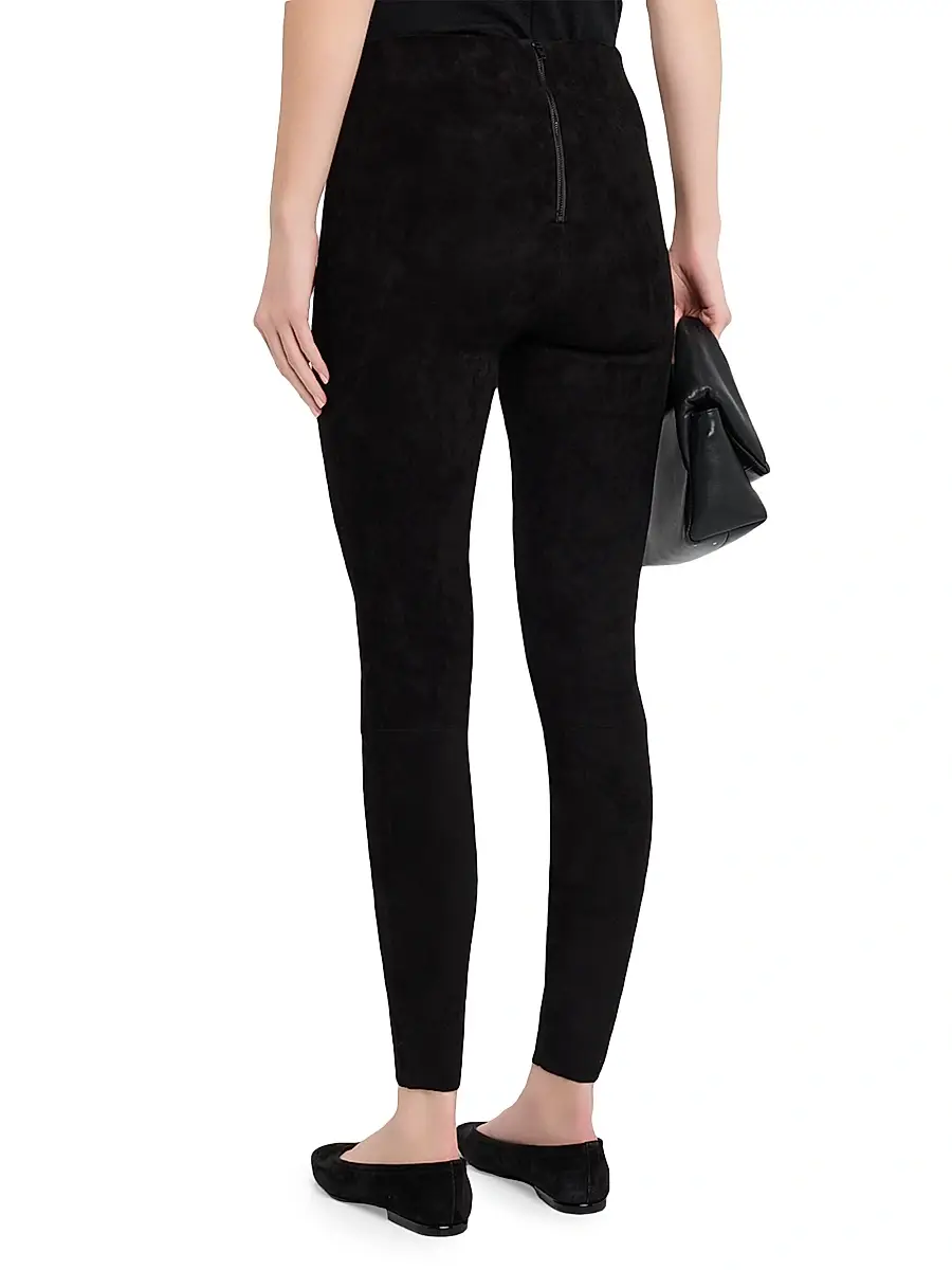 Alice + Olivia Women's Lennox Suede Mid-Rise Leggings | Thumbnail 4 Alice + Olivia Women's Lennox Suede Mid-Rise Leggings | Thumbnail 4