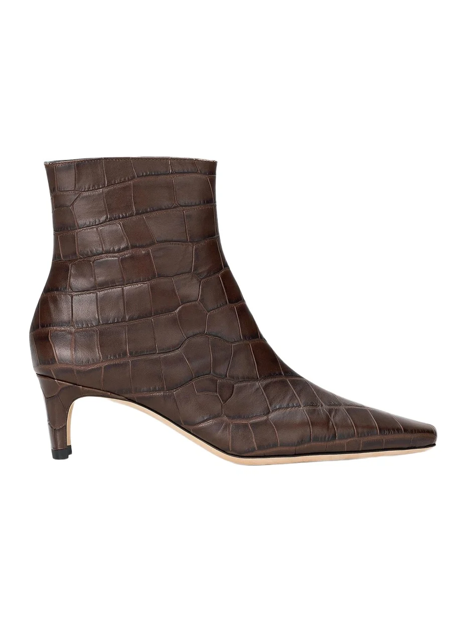 Women's Wally 55MM Croc-Embossed Leather Ankle Boots