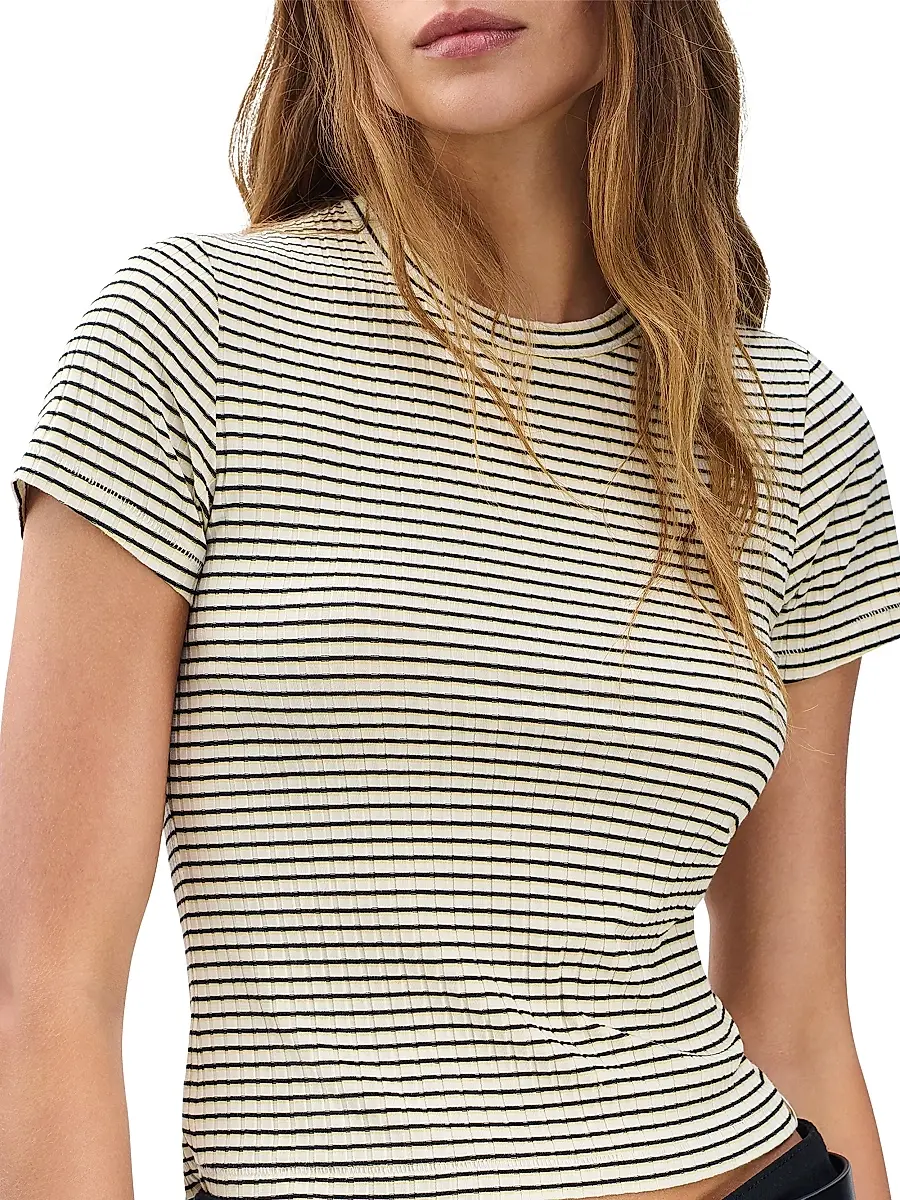 rag & bone Women's Luca Striped Baby T-Shirt | Thumbnail 3
