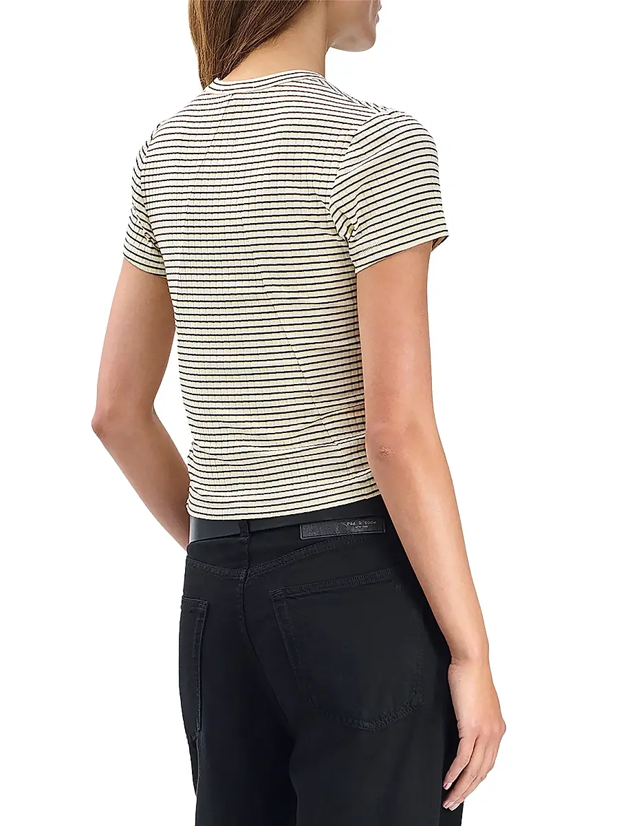 rag & bone Women's Luca Striped Baby T-Shirt | Thumbnail 4