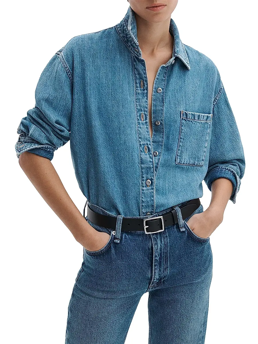 rag & bone Women's Connie Ultra Featherweight Denim Button-Front Shirt | Thumbnail 3