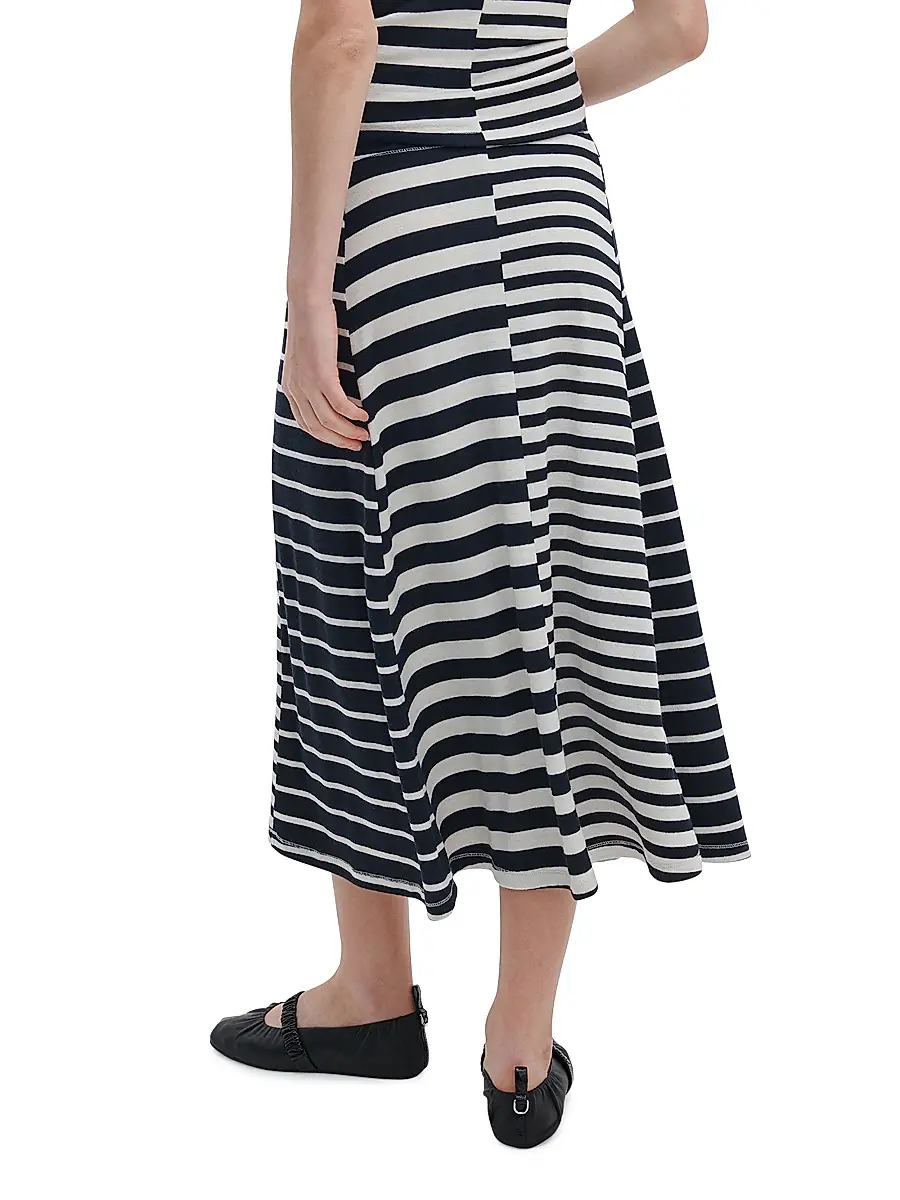 rag & bone Women's The Knit Mixed Stripe Midi-Skirt | Thumbnail 4