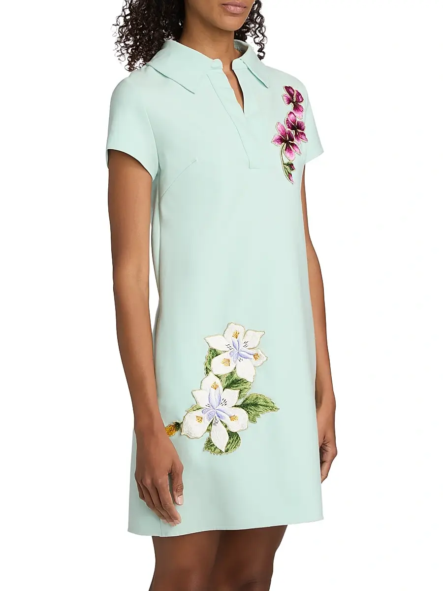 Oscar de la Renta Women's Embroidered Wool Shift Minidress | Thumbnail 4 Oscar de la Renta Women's Embroidered Wool Shift Minidress | Thumbnail 4