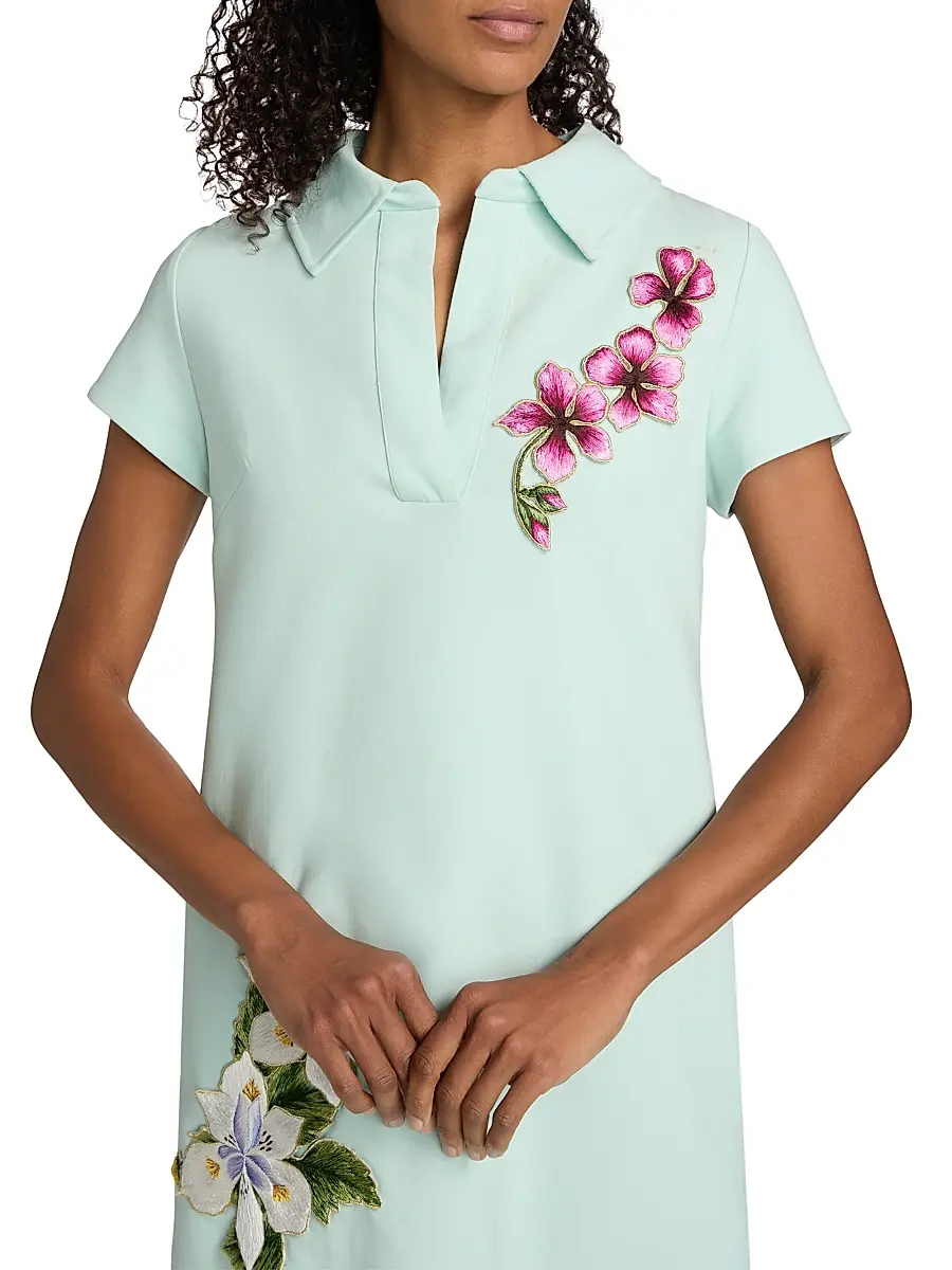 Oscar de la Renta Women's Embroidered Wool Shift Minidress | Thumbnail 6 Oscar de la Renta Women's Embroidered Wool Shift Minidress | Thumbnail 6