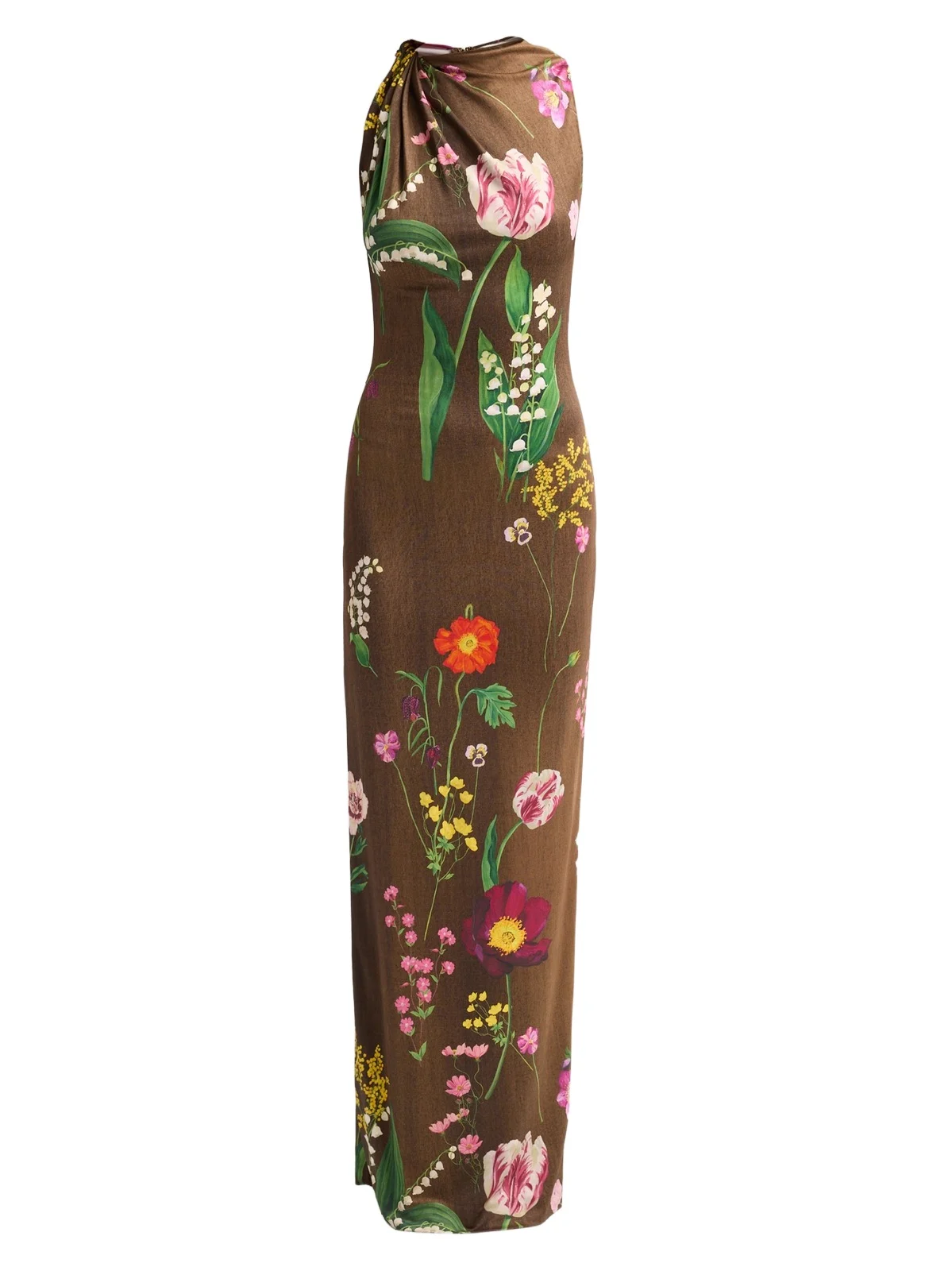 Oscar de la Renta Women's Mixed Botanical Jersey Day Dress