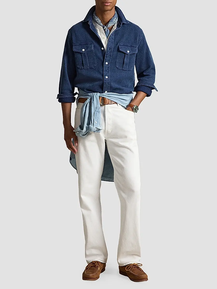 Polo Ralph Lauren Men's Classic-Fit Indigo-Dyed Workshirt | Thumbnail 2 Polo Ralph Lauren Men's Classic-Fit Indigo-Dyed Workshirt | Thumbnail 2