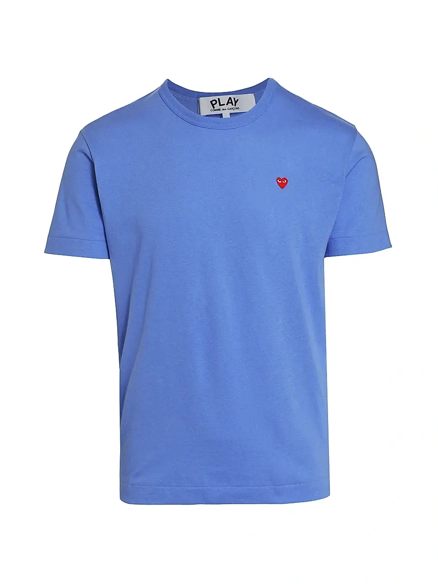 Comme des Garçons PLAY Men's Heart Crewneck T-Shirt - Blue | Image 1 Comme des Garçons PLAY Men's Heart Crewneck T-Shirt - Blue | Image 1
