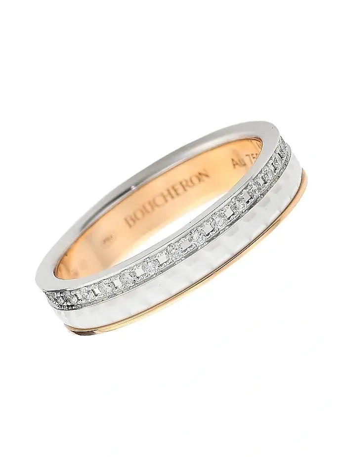Women's Quatre White Edition Two-Tone 18K Gold, Ceramic & 0.24 TCW Diamond Wedding Band Women's Quatre White Edition Two-Tone 18K Gold, Ceramic & 0.24 TCW Diamond Wedding Band