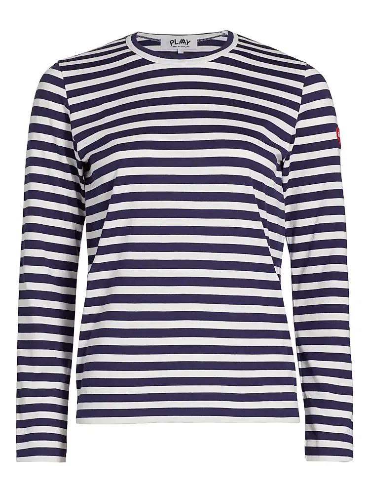 Comme des Garçons PLAY Women's Long-Sleeve Striped Cotton T-Shirt