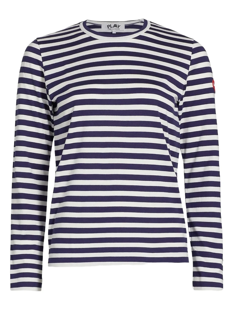 Comme des Garçons PLAY Women's Long-Sleeve Striped Cotton T-Shirt