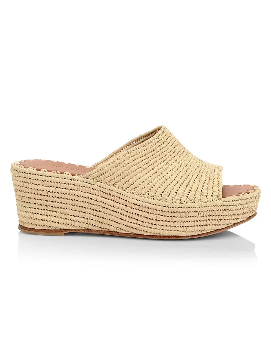 Carrie Forbes Women's Raffia Platform Wedge Mules - Natural | Image 1 Carrie Forbes Women's Raffia Platform Wedge Mules - Natural | Image 1