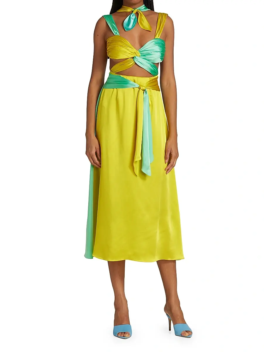 Halpern Women's Colorblocked Midi-Dress | Thumbnail 2 Halpern Women's Colorblocked Midi-Dress | Thumbnail 2