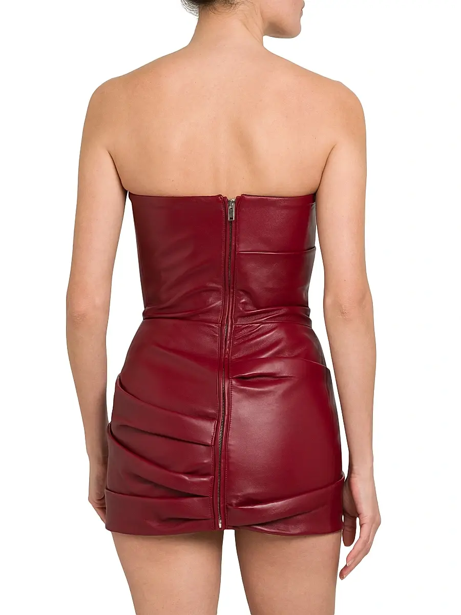 The Attico Women's Strapless Leather Body-Con Minidress | Thumbnail 5 The Attico Women's Strapless Leather Body-Con Minidress | Thumbnail 5