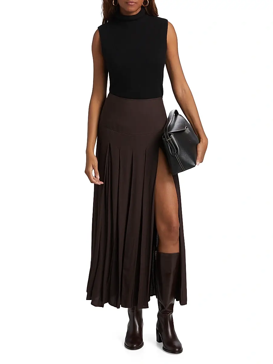 Reformation Women's Nancy Pleated Midi-Skirt | Thumbnail 2