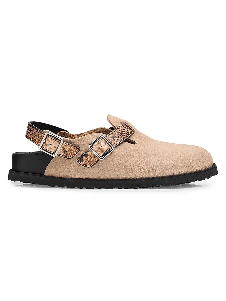 Birkenstock Women's Tokio Mixed Leather Slingback Mules - Snake | Image 1 Birkenstock Women's Tokio Mixed Leather Slingback Mules - Snake | Image 1