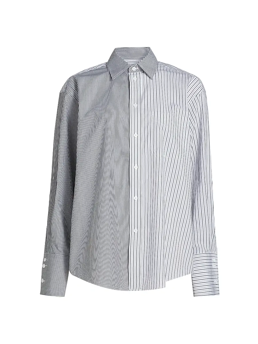 Ronny Kobo Women's Harly Striped Cotton Button-Front Shirt - Charcoal | Image 1 Ronny Kobo Women's Harly Striped Cotton Button-Front Shirt - Charcoal | Image 1
