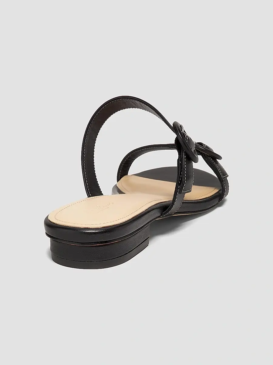 22élevé Women's Double Buckle Leather Flat Sandals | Thumbnail 3