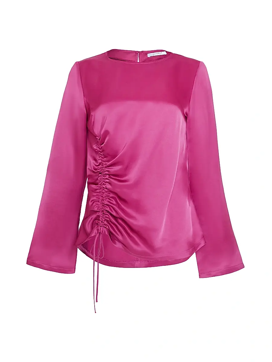 Santorelli Women's Fabi Satin Ruched Top - Fuchsia | Image 1 Santorelli Women's Fabi Satin Ruched Top - Fuchsia | Image 1