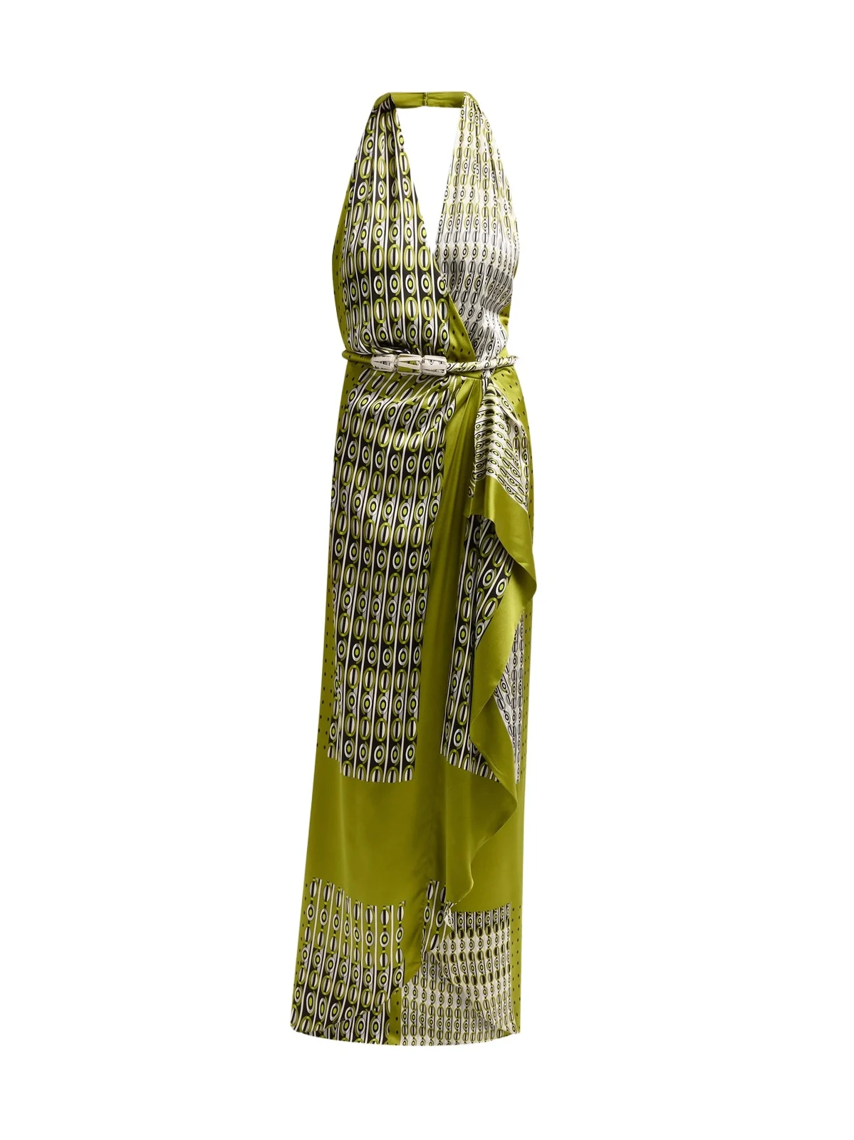 Silvia Tcherassi Women's Printed Stretch Silk Halter Maxi Dress