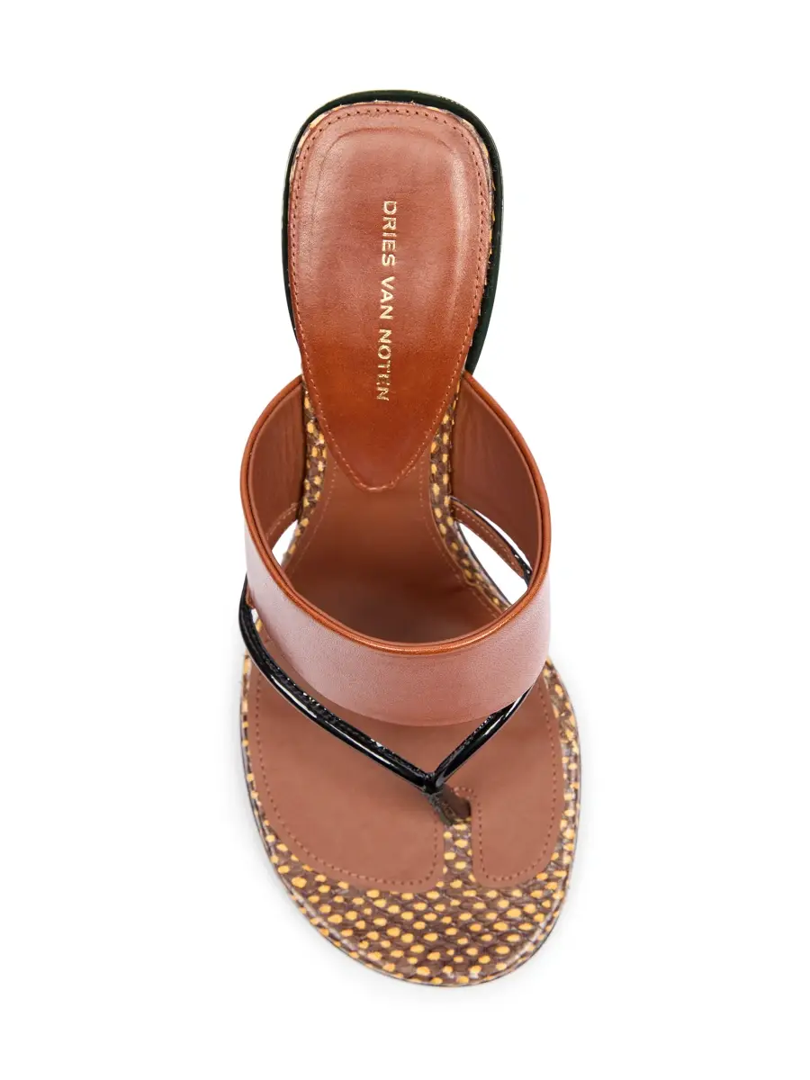 Dries Van Noten Women's Contrast Wedge Heel Leather Sandals | Thumbnail 5
