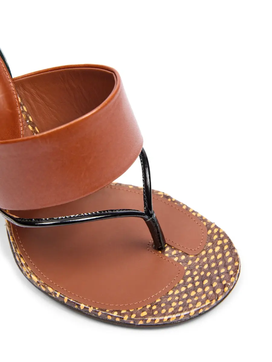 Dries Van Noten Women's Contrast Wedge Heel Leather Sandals | Thumbnail 6