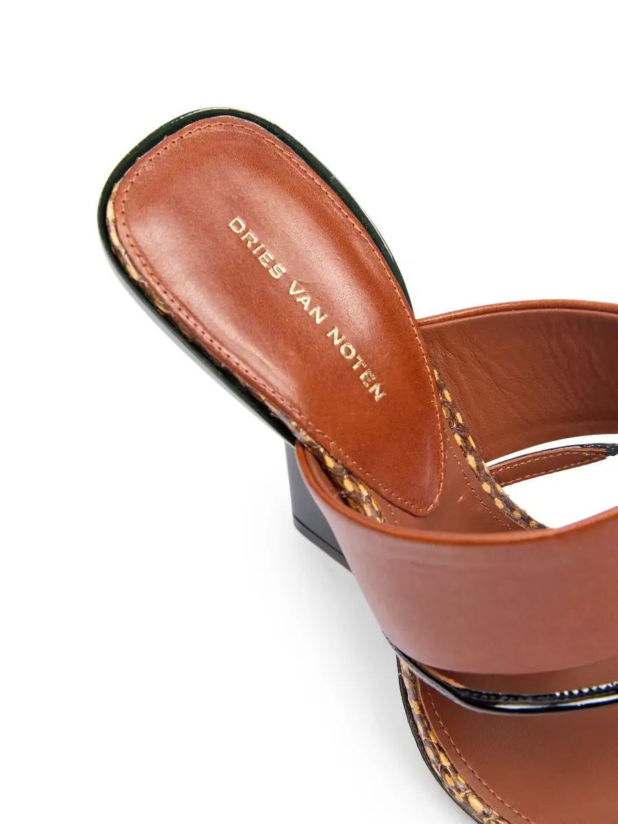 Dries Van Noten Women's Contrast Wedge Heel Leather Sandals | Thumbnail 7