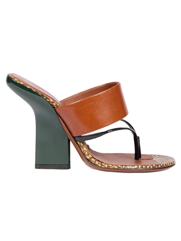 Women's Contrast Wedge Heel Leather Sandals