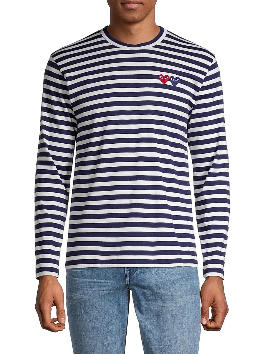 Comme des Garçons PLAY Men Two Hearts Cotton T-Shirt | Thumbnail 3 Comme des Garçons PLAY Men Two Hearts Cotton T-Shirt | Thumbnail 3