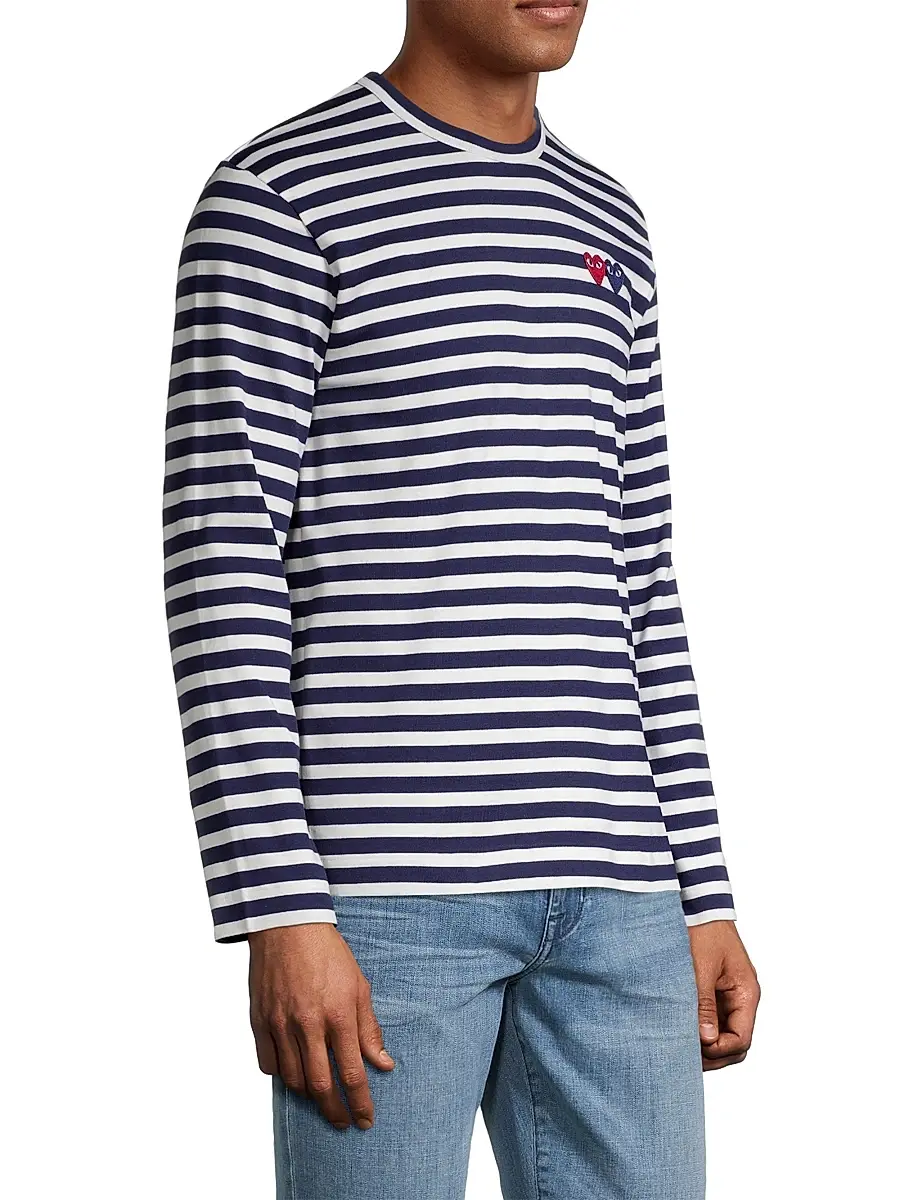 Comme des Garçons PLAY Men Two Hearts Cotton T-Shirt | Thumbnail 4 Comme des Garçons PLAY Men Two Hearts Cotton T-Shirt | Thumbnail 4