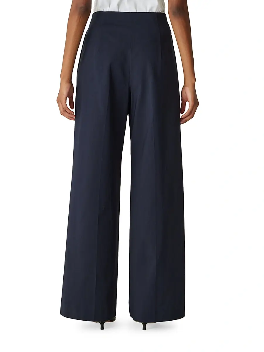 REBECCA TAYLOR Women's Cotton Sateen Wide-Leg Trousers | Thumbnail 5