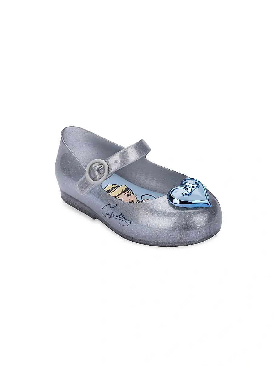Mini Melissa Little Girl's Mini Sweet Love Cinderella Flats - Silver Blue 6 (Baby) | Image 1 Mini Melissa Little Girl's Mini Sweet Love Cinderella Flats - Silver Blue 6 (Baby) | Image 1